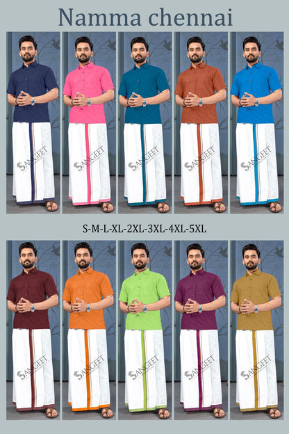 Namma Chennai With Lungi Sangeet Slub Cotton Mens Shirts Exporter Ahmedabad