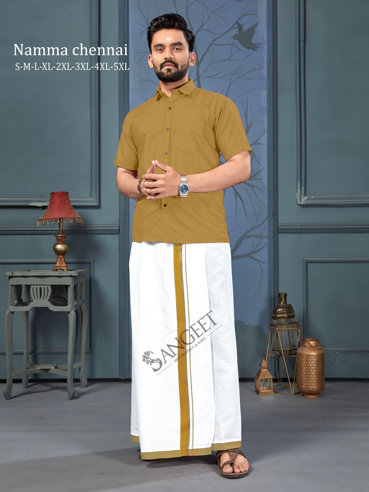 Namma Chennai With Lungi Sangeet Slub Cotton Mens Shirts Exporter Ahmedabad