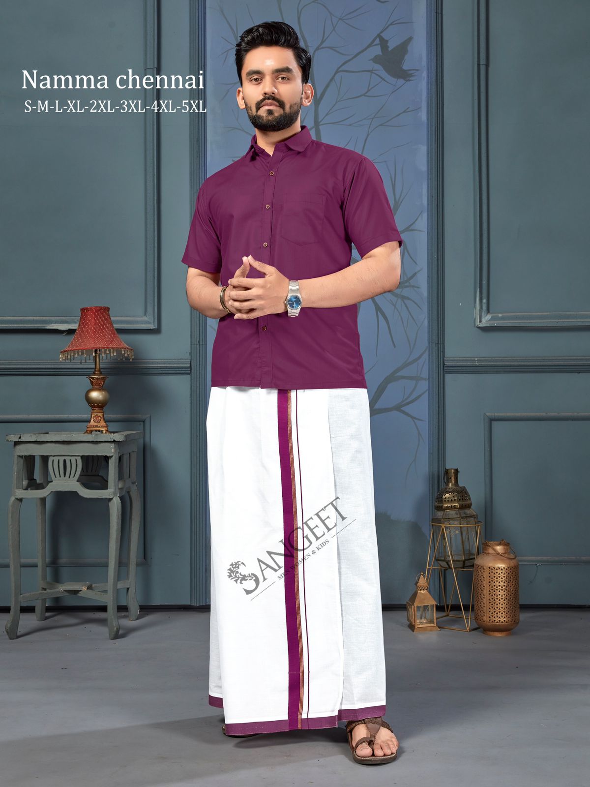 Namma Chennai With Lungi Sangeet Slub Cotton Mens Shirts Exporter Ahmedabad