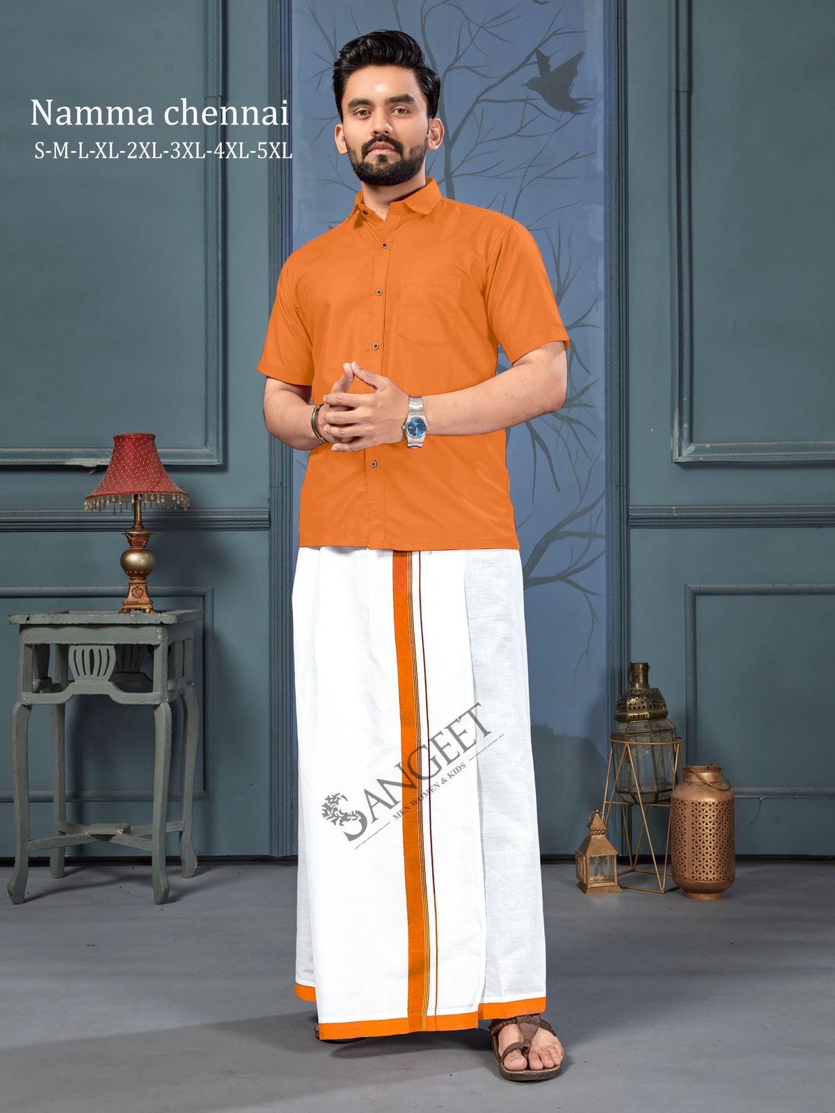Namma Chennai With Lungi Sangeet Slub Cotton Mens Shirts Exporter Ahmedabad