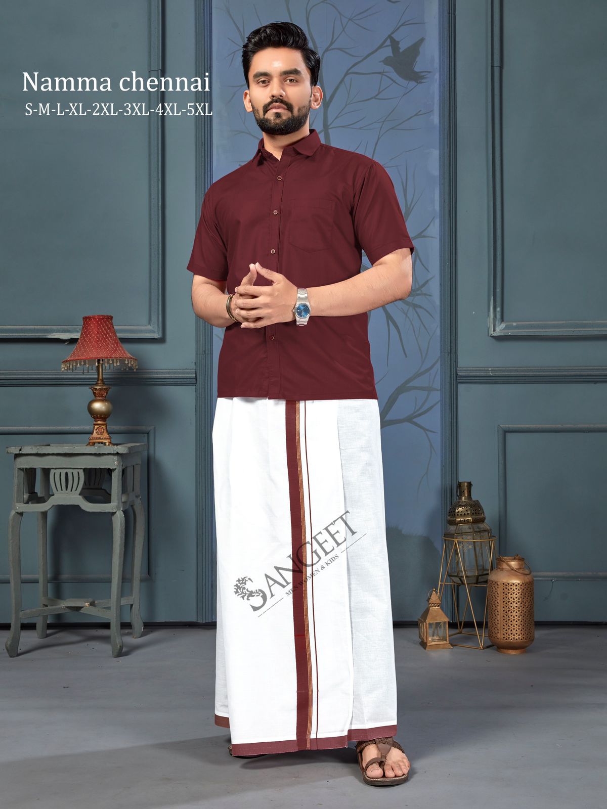 Namma Chennai With Lungi Sangeet Slub Cotton Mens Shirts Exporter