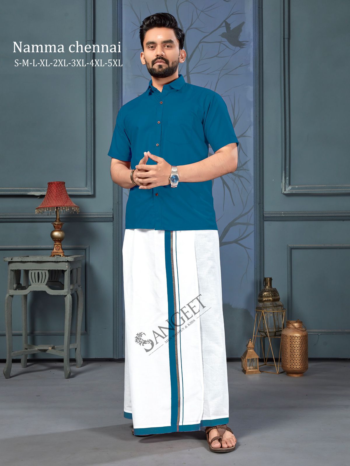 Namma Chennai With Lungi Sangeet Slub Cotton Mens Shirts Exporter Ahmedabad