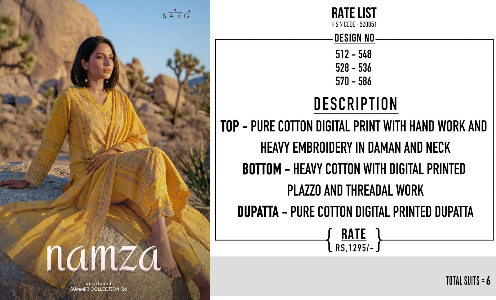Namza Sarg Cotton Pant Style Suits Exporter Gujarat