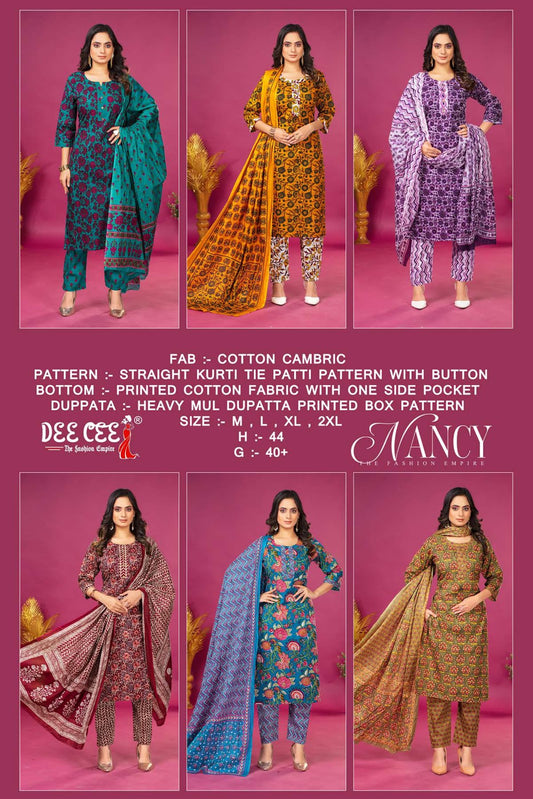 Nancy Deecee Cotton Cambric Readymade Pant Style Suits Exporter