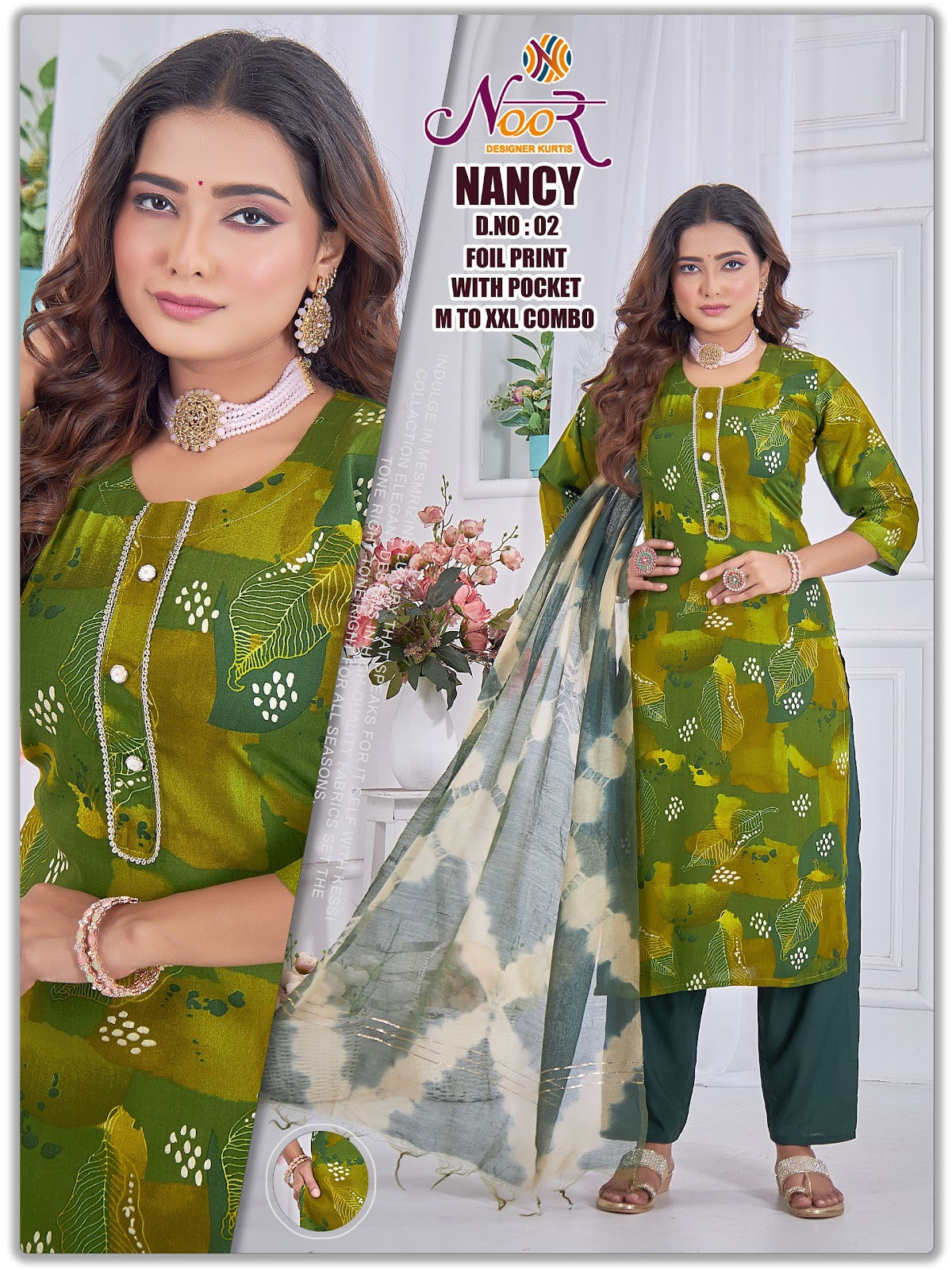 Nancy Noor Foil Readymade Pant Style Suits Wholesale Price