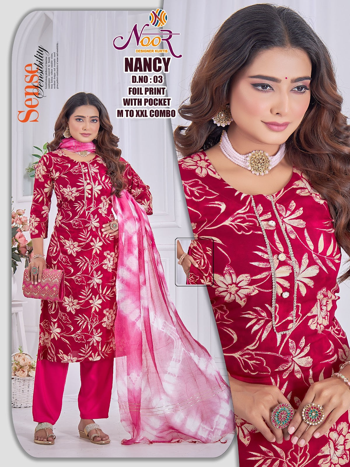 Nancy Noor Foil Readymade Pant Style Suits Wholesale Price