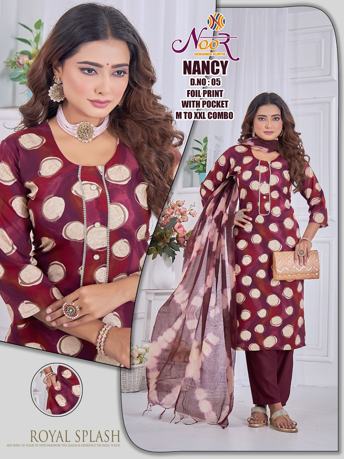 Nancy Noor Foil Readymade Pant Style Suits Wholesale Price