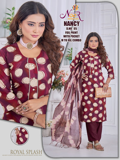 Nancy Noor Foil Readymade Pant Style Suits Wholesale Price