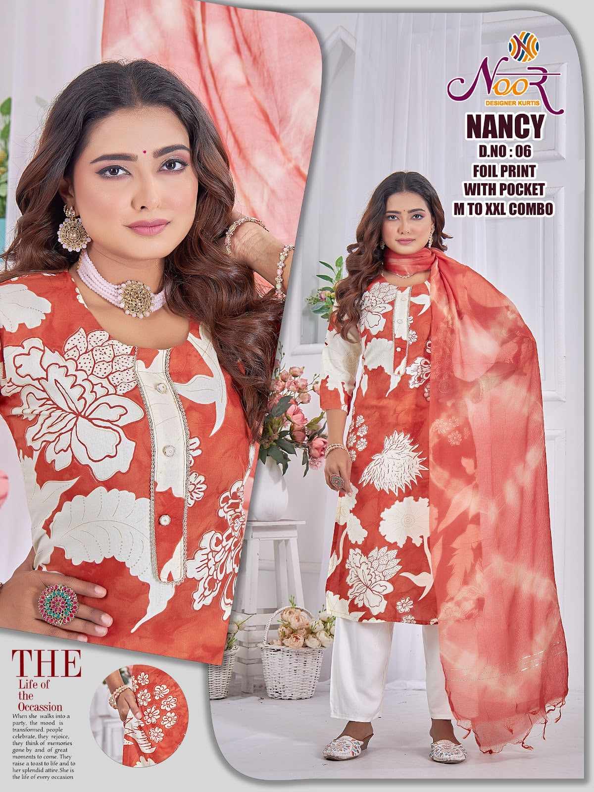 Nancy Noor Foil Readymade Pant Style Suits Wholesale Price