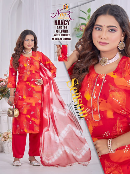 Nancy Noor Foil Readymade Pant Style Suits Wholesale Price