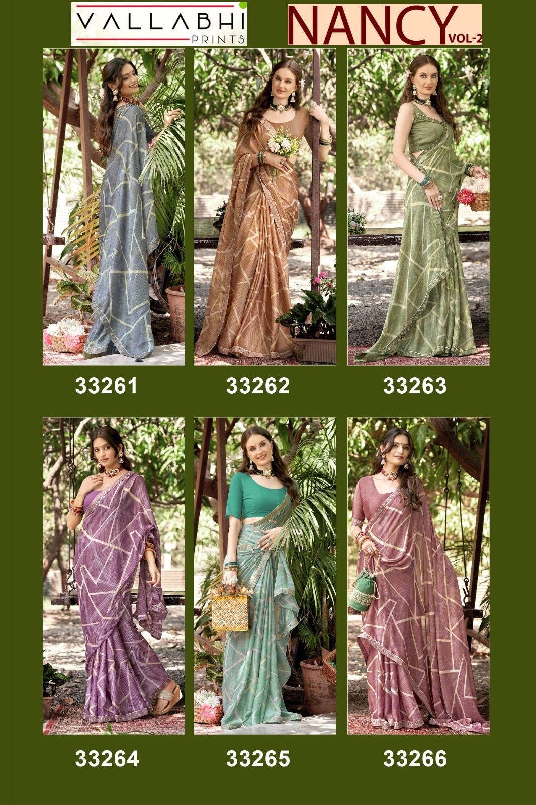 Nancy Vol 2 Vallabhi Prints Chiffon Sarees Supplier Ahmedabad