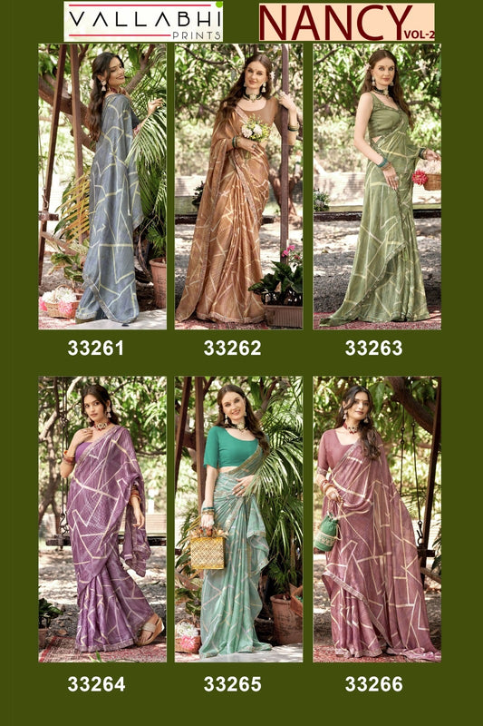 Nancy Vol 2 Vallabhi Prints Chiffon Sarees Supplier Ahmedabad