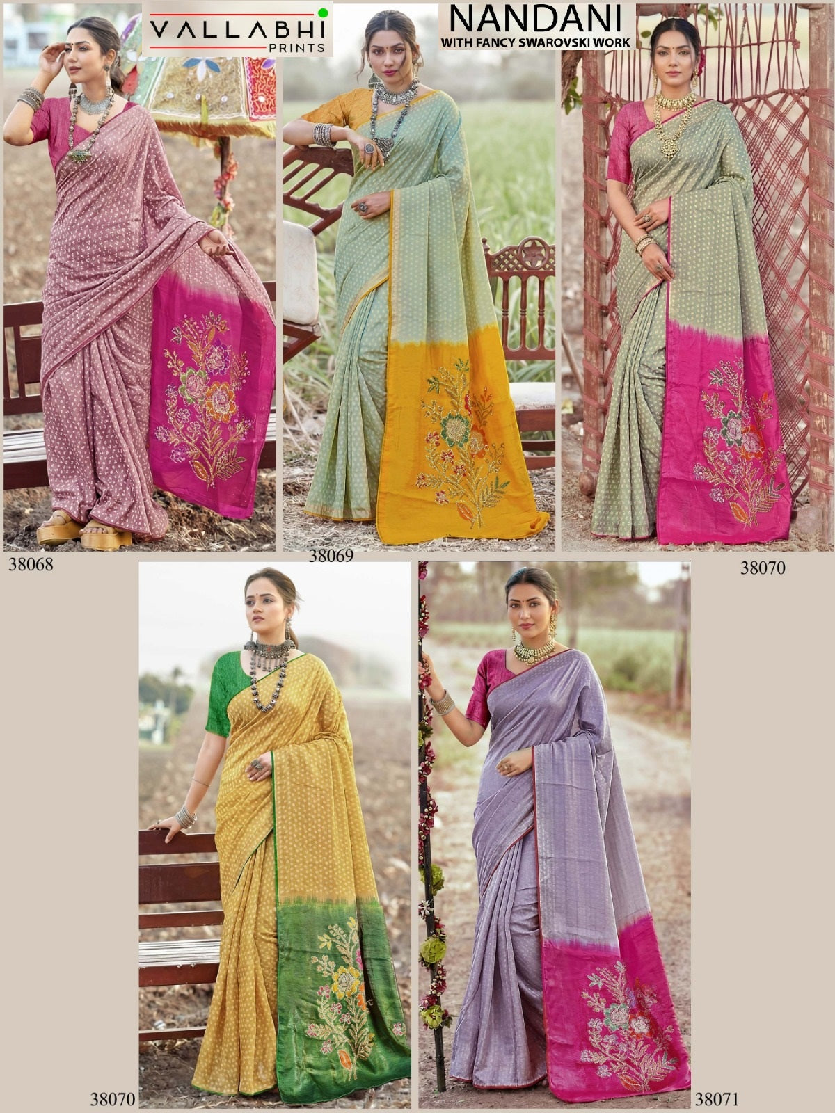 Nandani Vallabhi Prints Satin Sarees Exporter