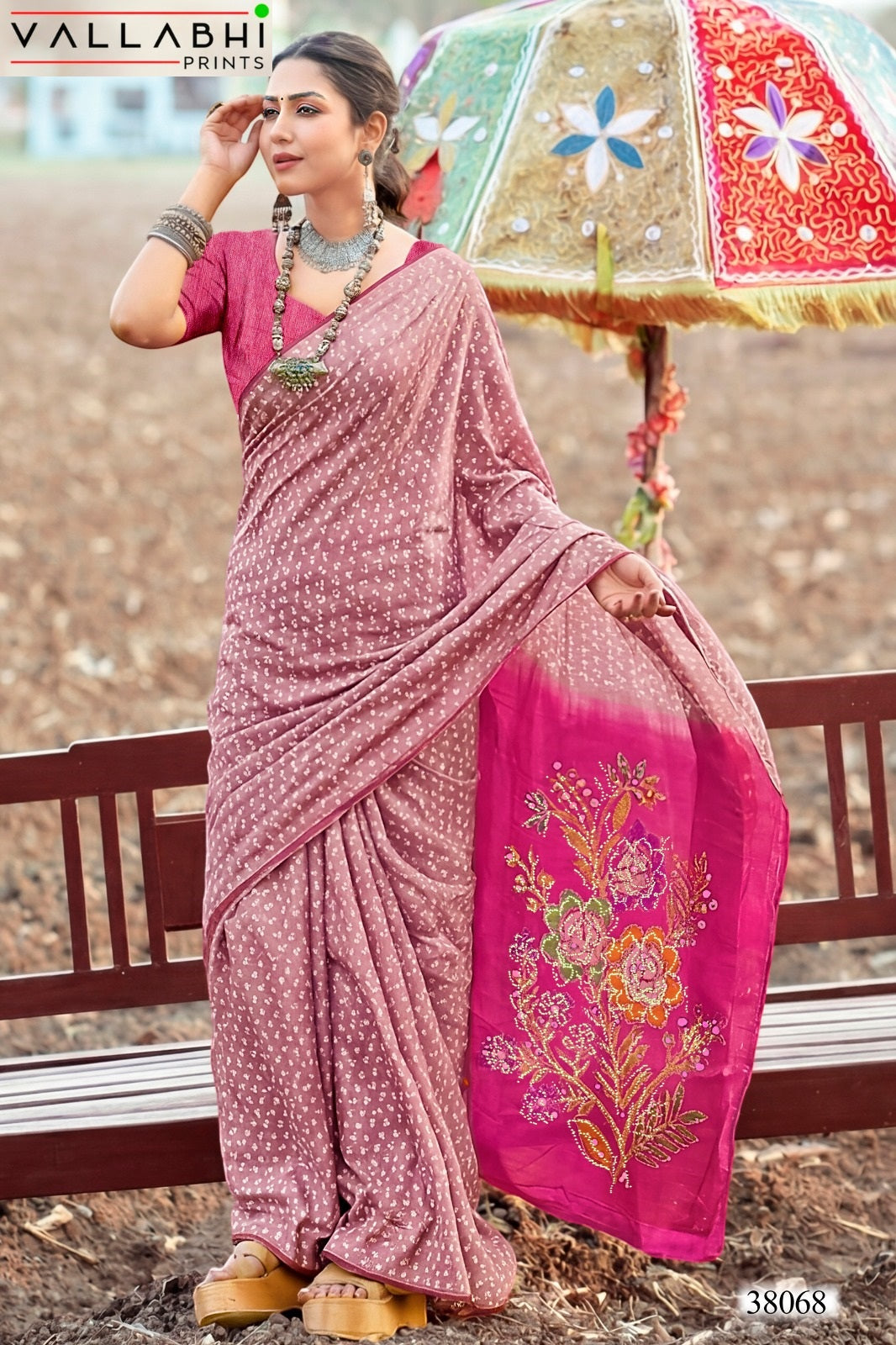 Nandani Vallabhi Prints Satin Sarees Exporter