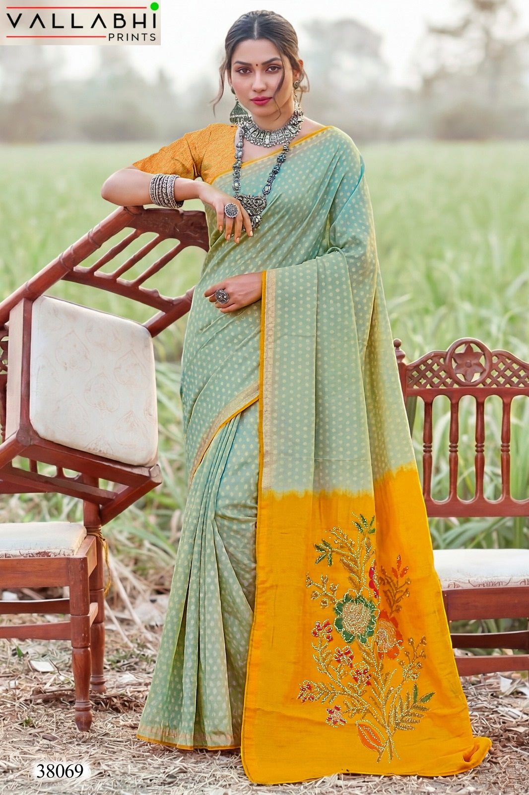 Nandani Vallabhi Prints Satin Sarees Exporter