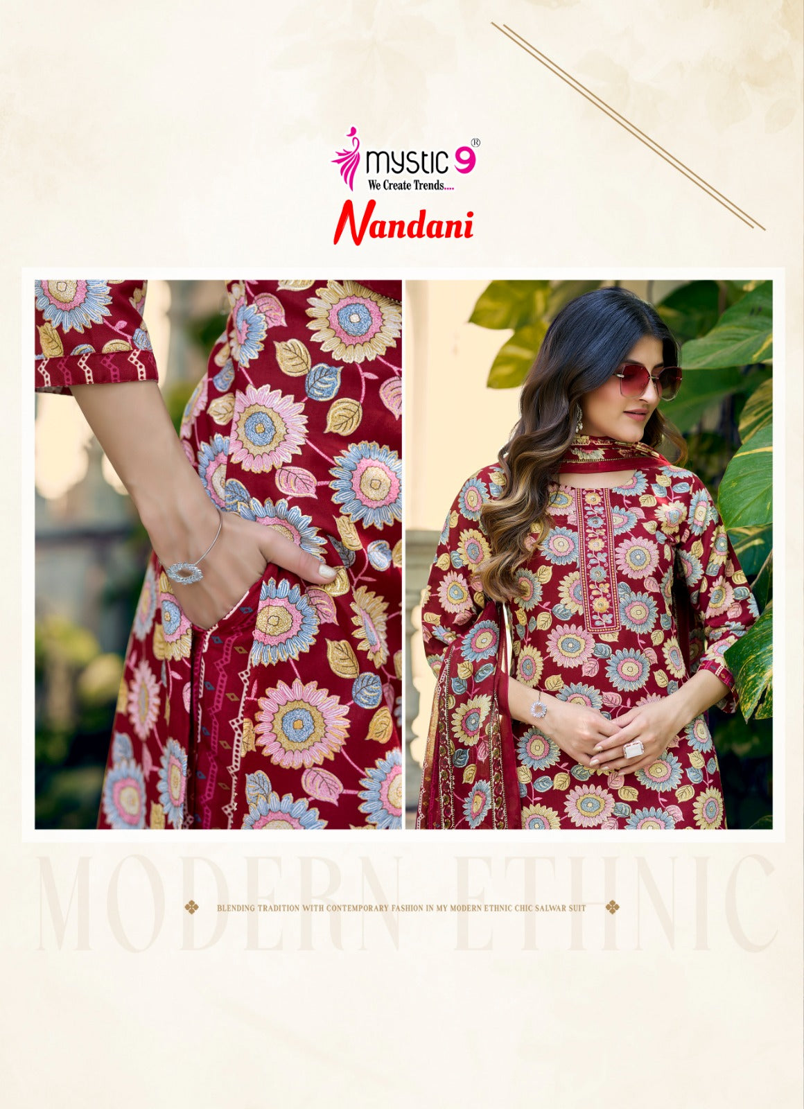 Nandani Vol 1 Mystic 9 Rayon Readymade Pant Style Suits Exporter Gujarat