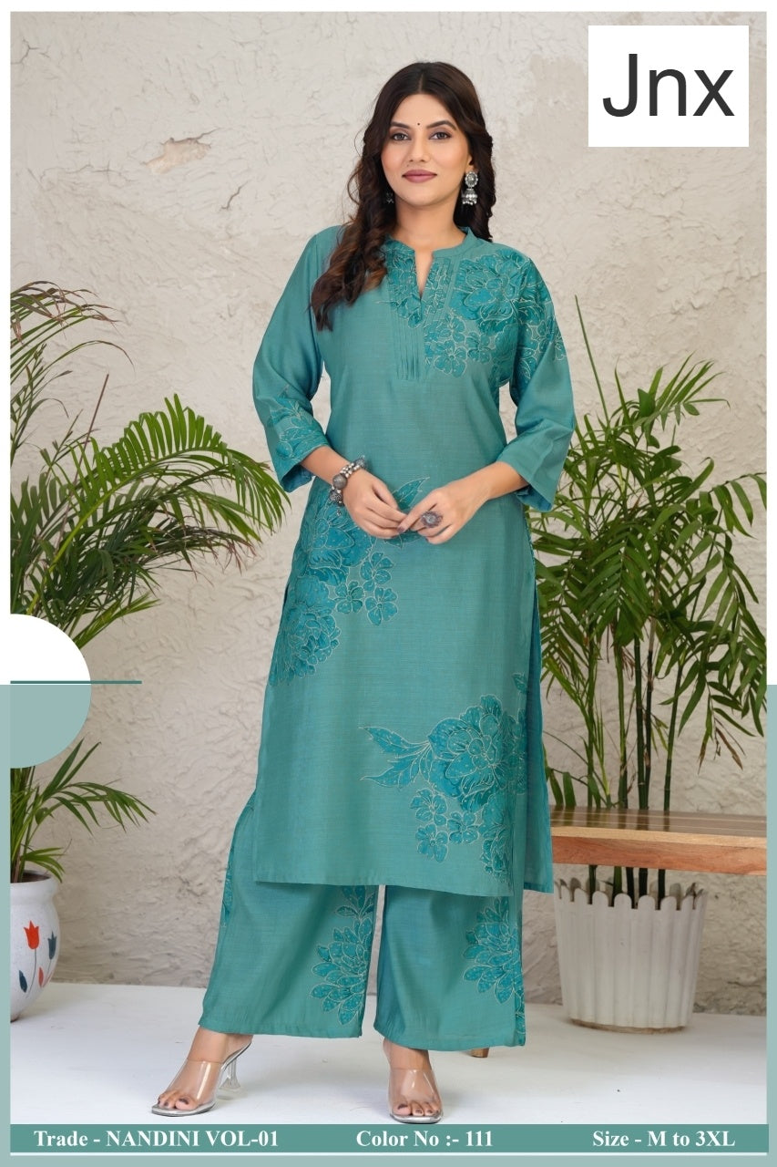 Nandini 0306 Jnx Vertican Kurti Plazzo Set Supplier