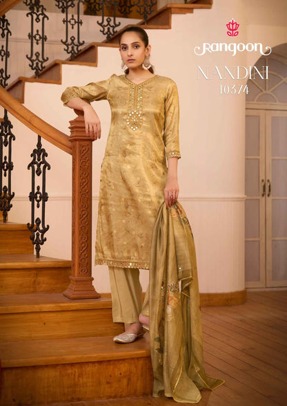 Nandini Rangoon Viscose Readymade Pant Style Suits Wholesale Price