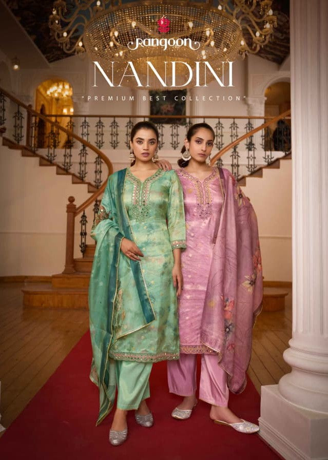 Nandini Rangoon Viscose Readymade Pant Style Suits Wholesale Price