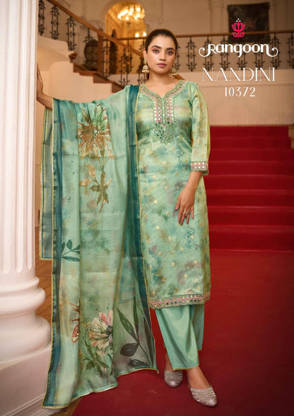 Nandini Rangoon Viscose Readymade Pant Style Suits Wholesale Price
