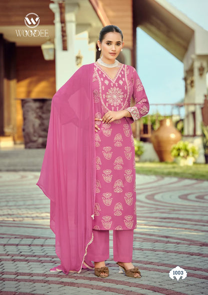 Nandini Woodee Liva Rayon Readymade Plazzo Style Suits Wholesaler India