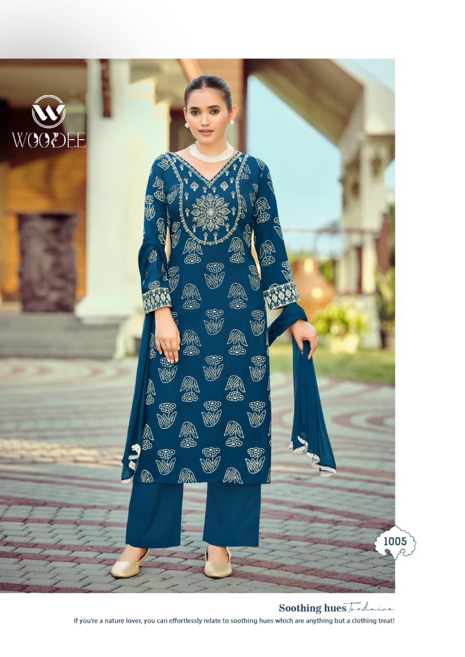 Nandini Woodee Liva Rayon Readymade Plazzo Style Suits Wholesaler India