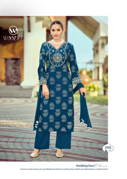 Nandini Woodee Liva Rayon Readymade Plazzo Style Suits Wholesaler India