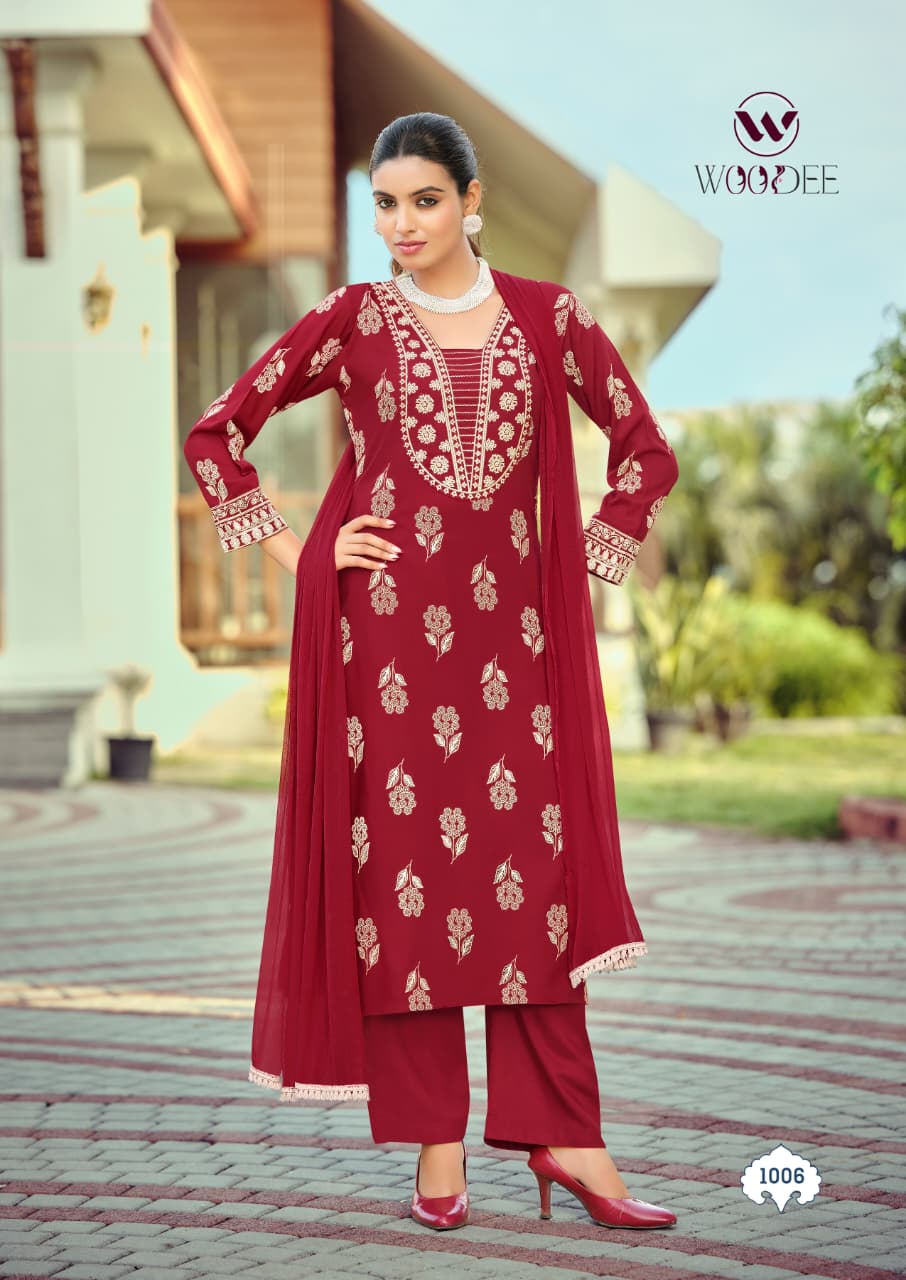 Nandini Woodee Liva Rayon Readymade Plazzo Style Suits Wholesaler India
