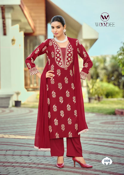Nandini Woodee Liva Rayon Readymade Plazzo Style Suits Wholesaler India