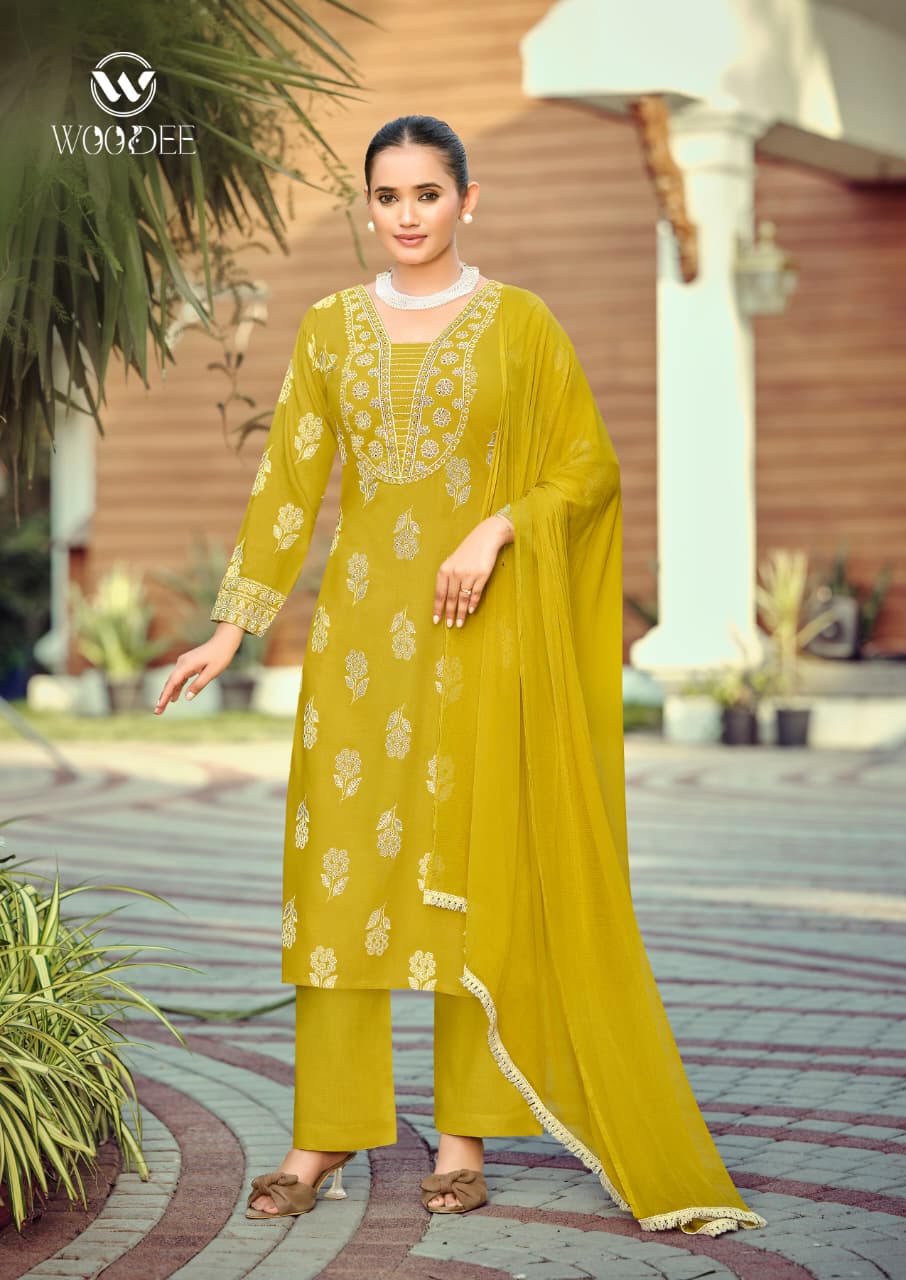 Nandini Woodee Liva Rayon Readymade Plazzo Style Suits Wholesaler India