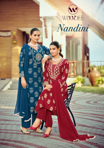 Nandini Woodee Liva Rayon Readymade Plazzo Style Suits Wholesaler India
