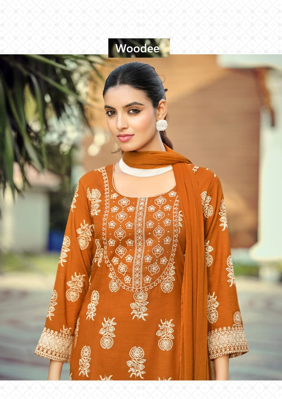 Nandini Woodee Liva Rayon Readymade Plazzo Style Suits Wholesaler India
