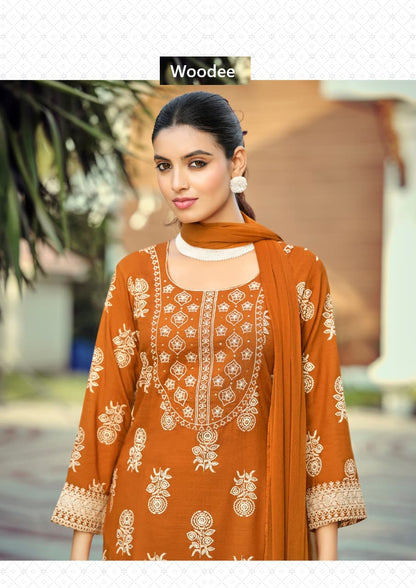 Nandini Woodee Liva Rayon Readymade Plazzo Style Suits Wholesaler India