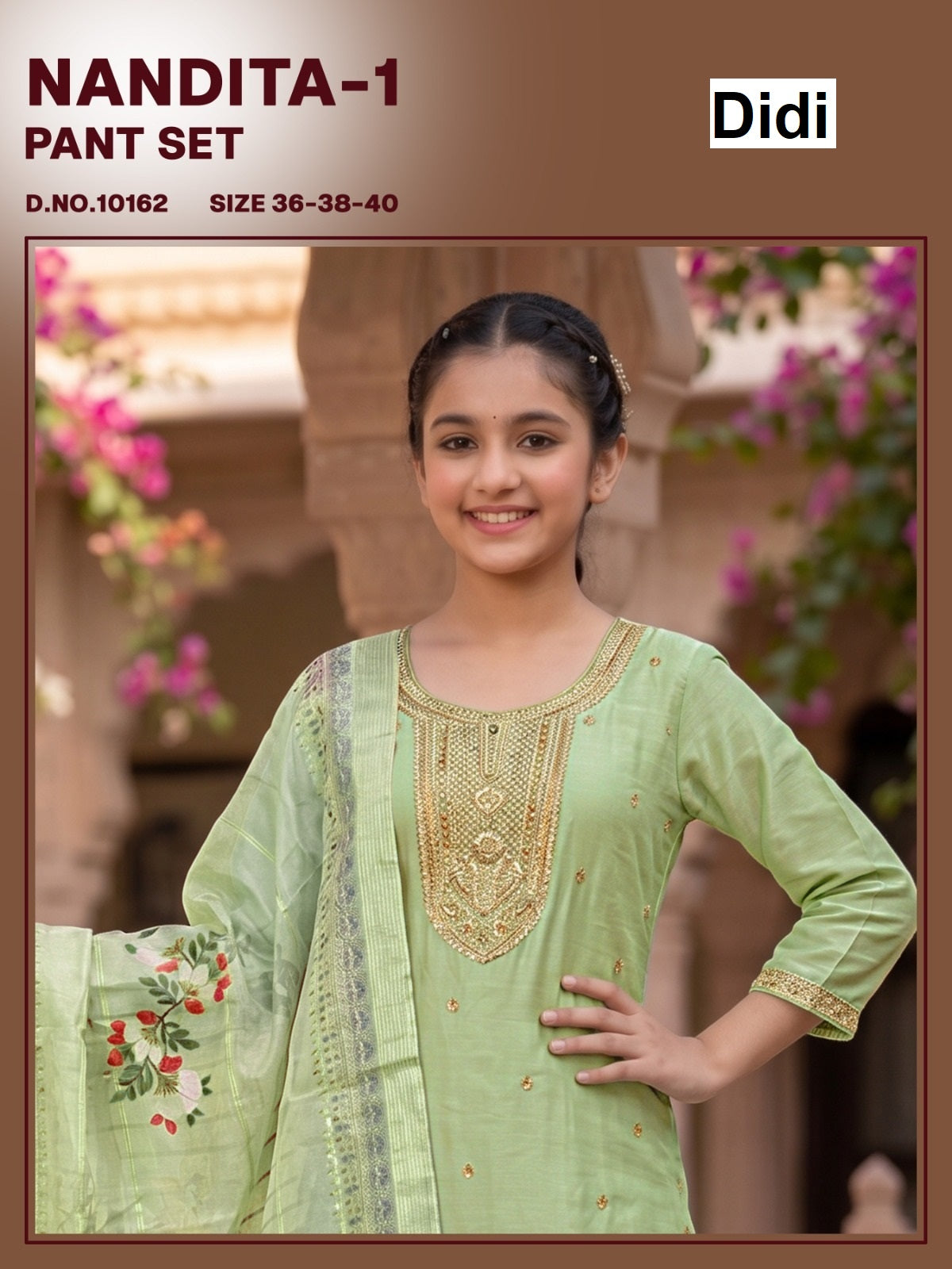 Nandita 1 Dn 10162 Didi Fendy Silk Girls Readymade Pant Suits Manufacturer Gujarat
