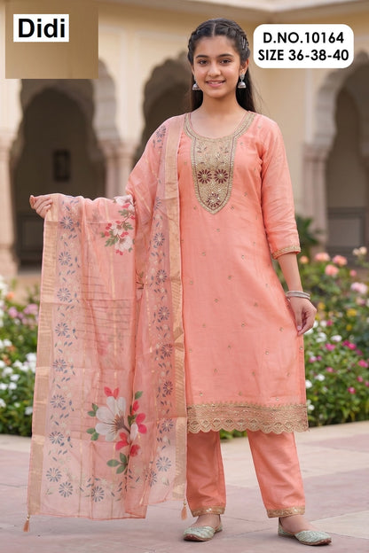 Nandita 2 Dn 10164 Didi Fendy Silk Girls Readymade Pant Suits Wholesale Price