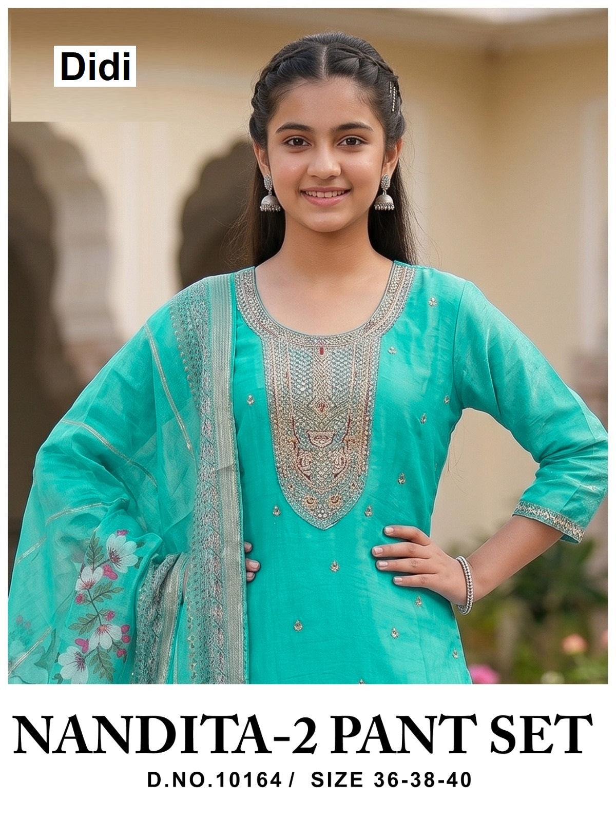 Nandita 2 Dn 10164 Didi Fendy Silk Girls Readymade Pant Suits Wholesale Price