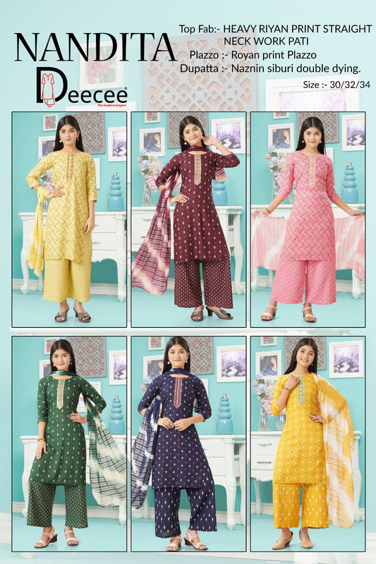 Nandita Deecee Rayon Girls Readymade Palazzo Suits Wholesale Rate