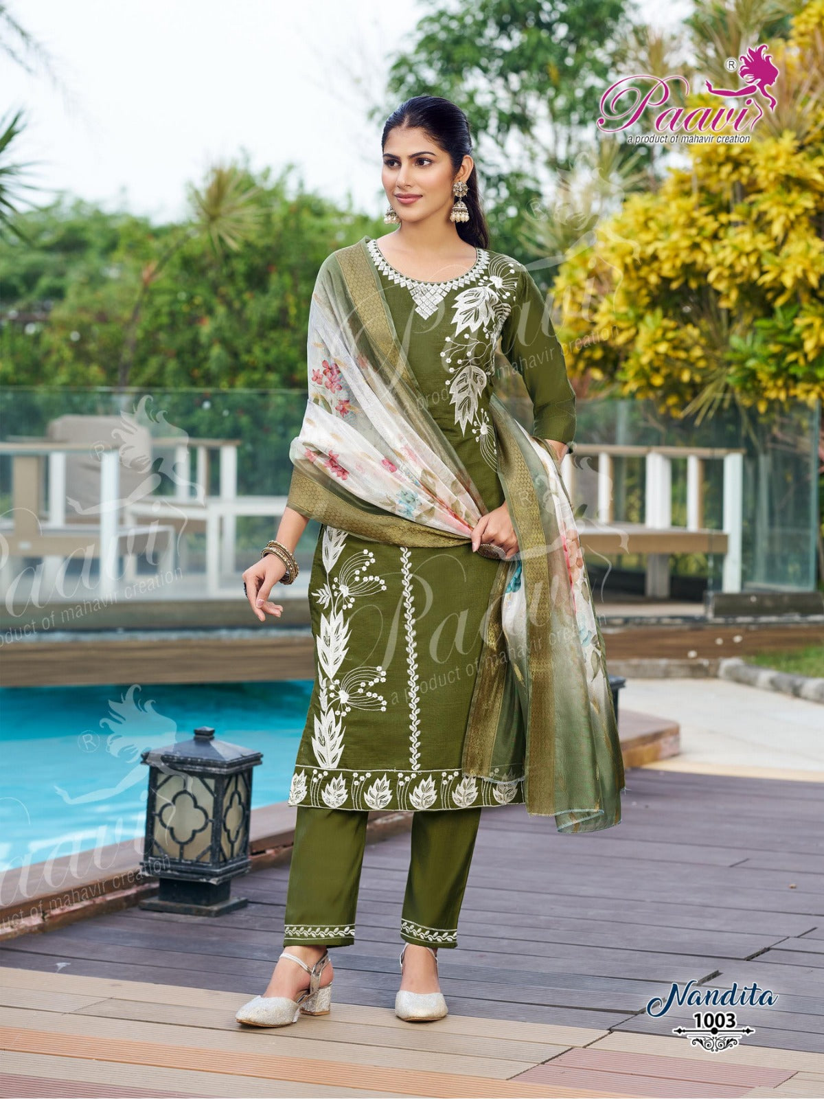 Nandita Paavi Vertican Readymade Pant Style Suits Supplier