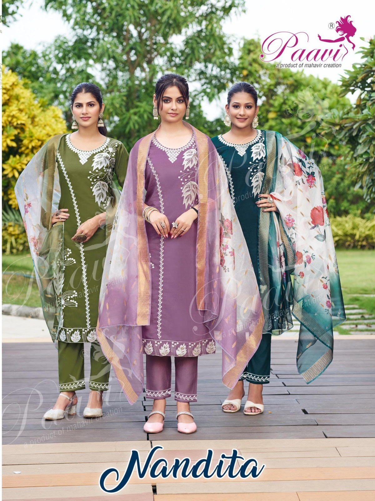 Nandita Paavi Vertican Readymade Pant Style Suits Supplier