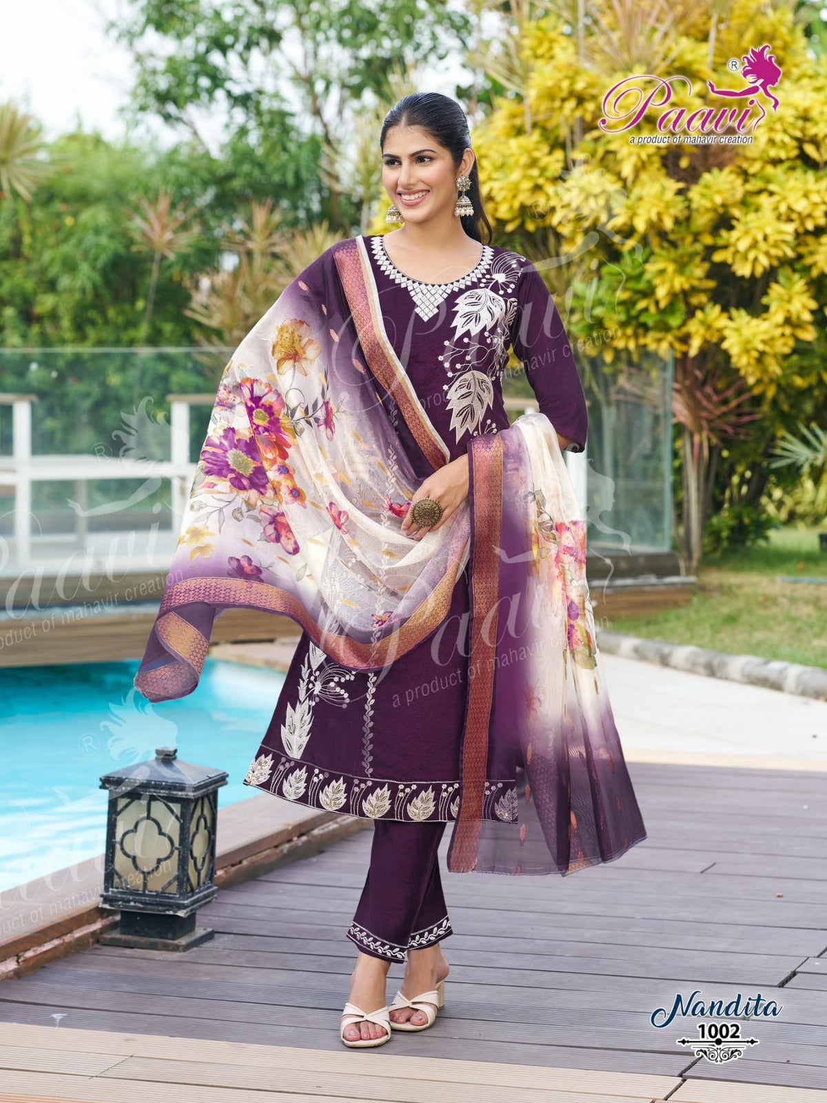 Nandita Paavi Vertican Readymade Pant Style Suits Supplier
