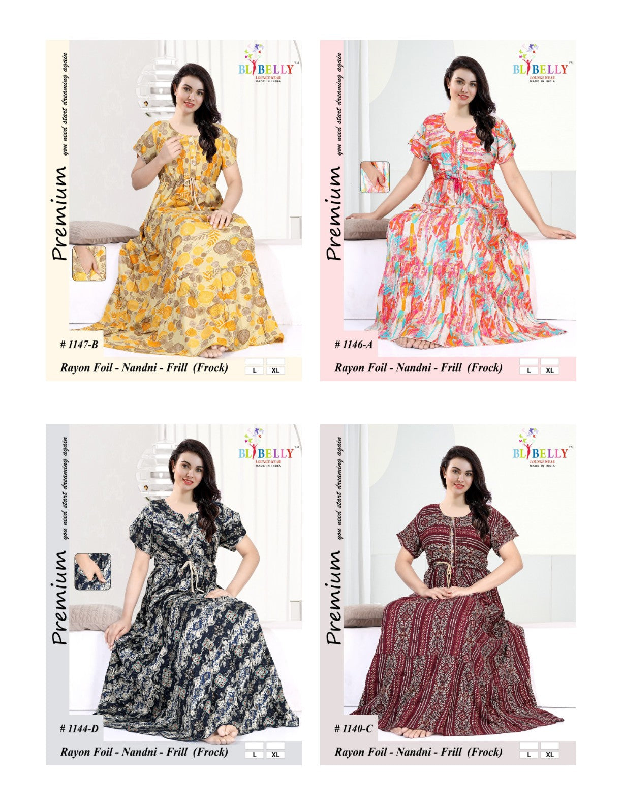 Nandni Belly Reyon Night Gowns Manufacturer Ahmedabad