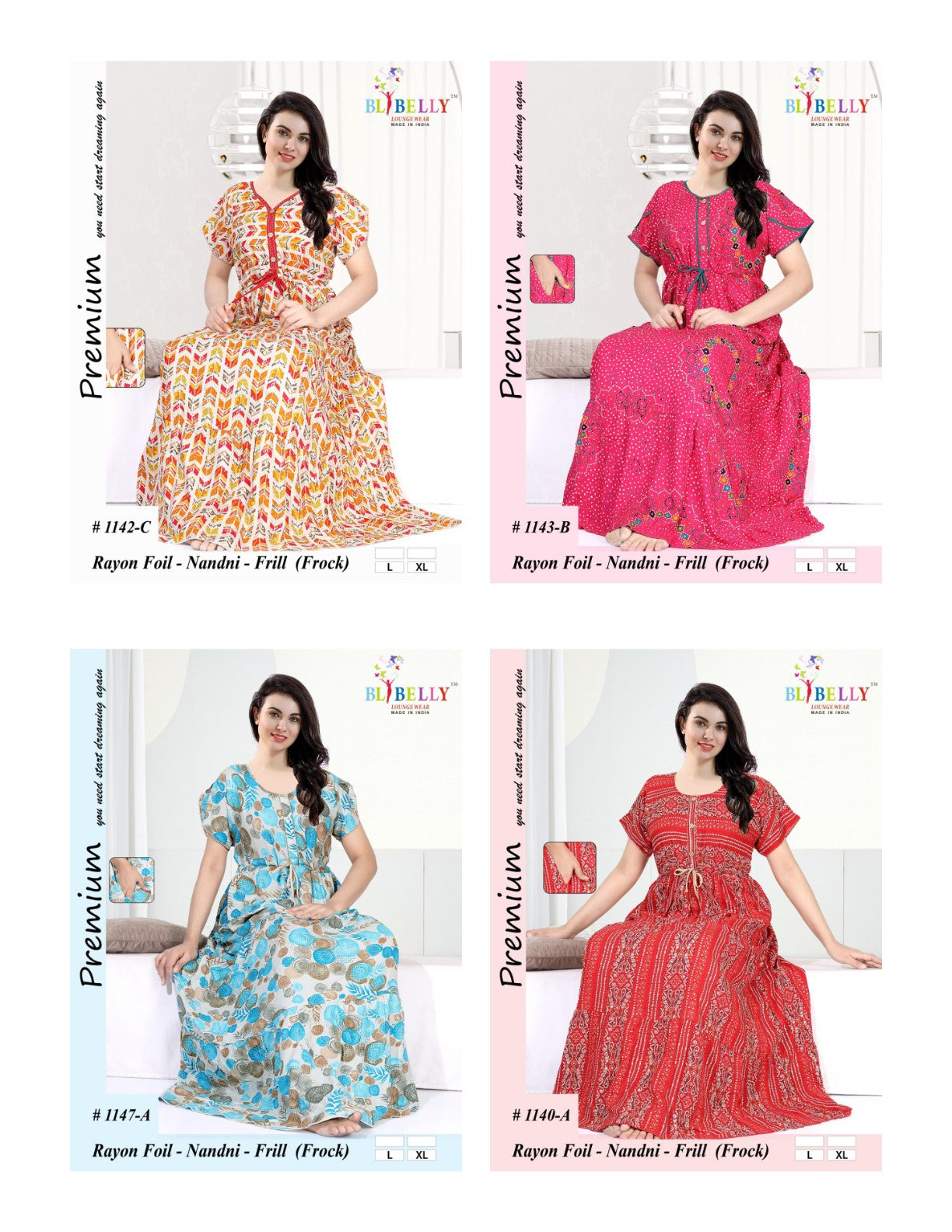 Nandni Belly Reyon Night Gowns Manufacturer Ahmedabad