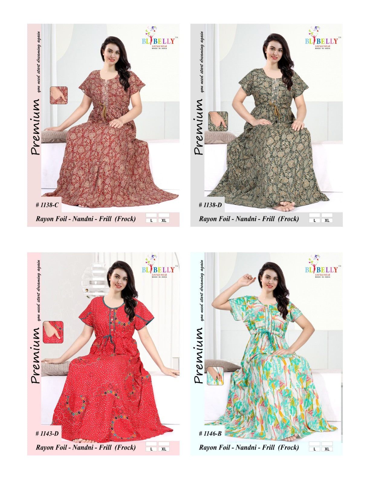Nandni Belly Reyon Night Gowns Manufacturer Ahmedabad