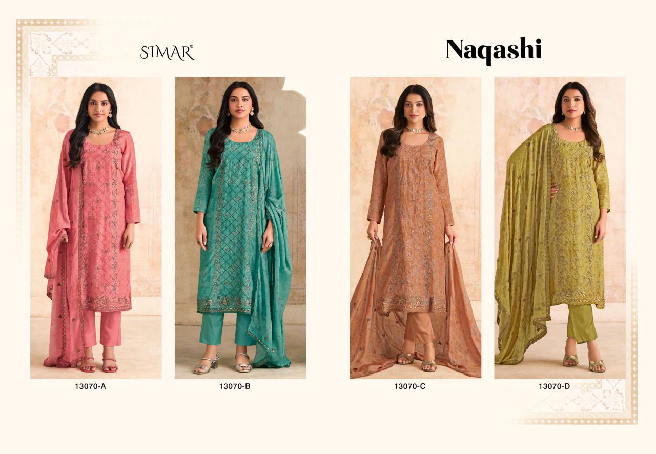 Naqashi Simar Viscose Muslin Pant Style Suits Wholesale Price