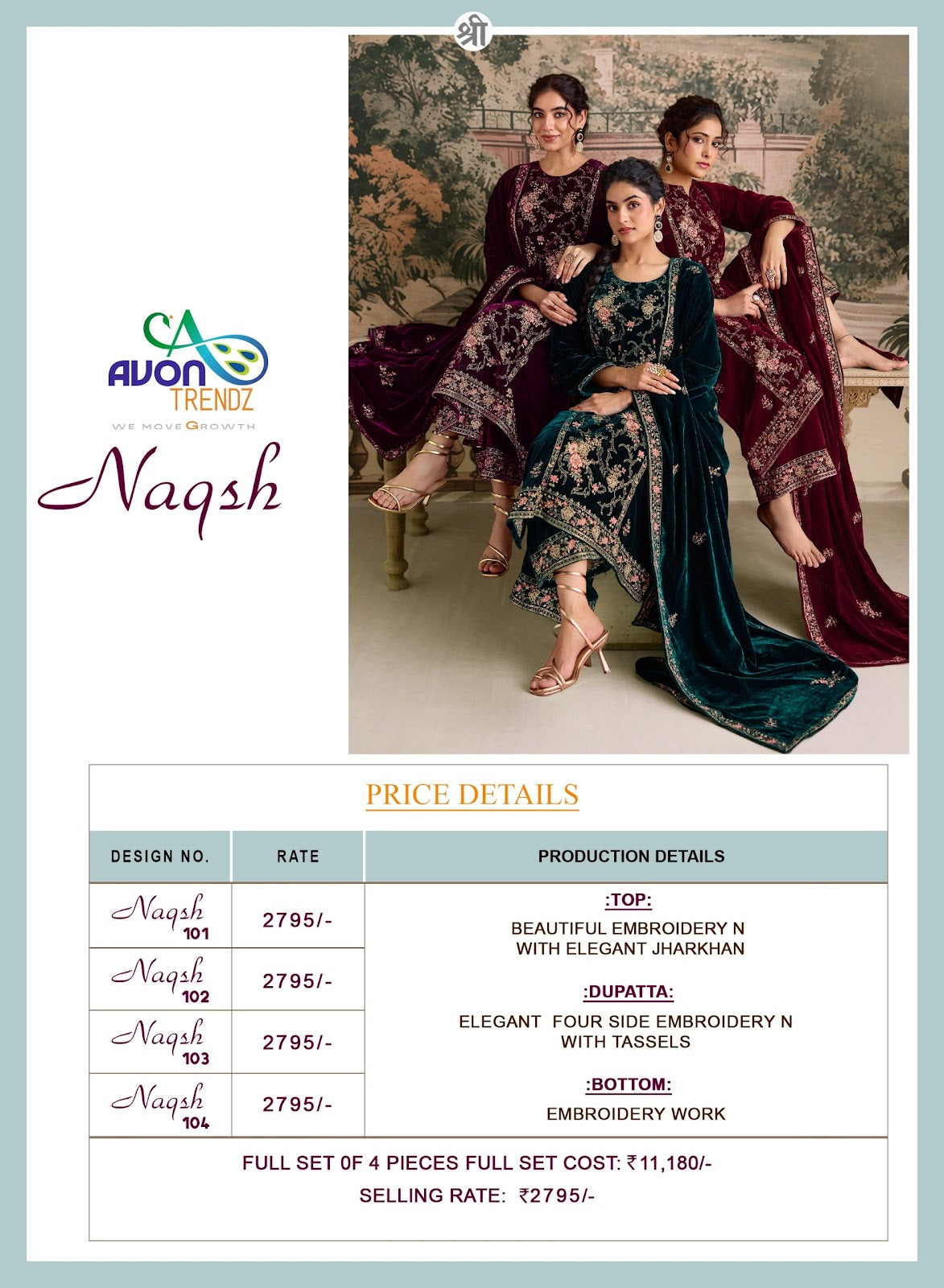 Naqsh Avon Trendz Velvet Suits Wholesaler Ahmedabad