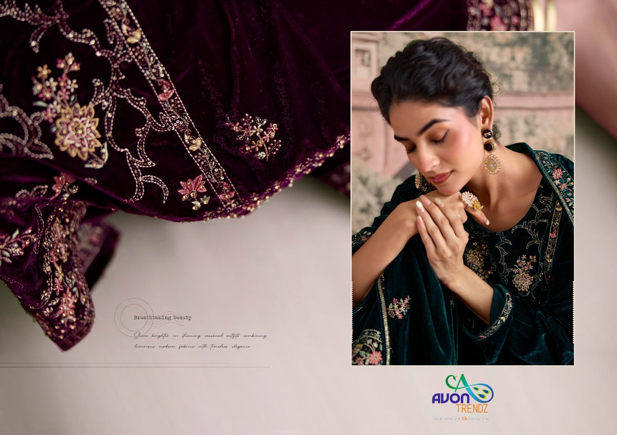 Naqsh Avon Trendz Velvet Suits Wholesaler Ahmedabad