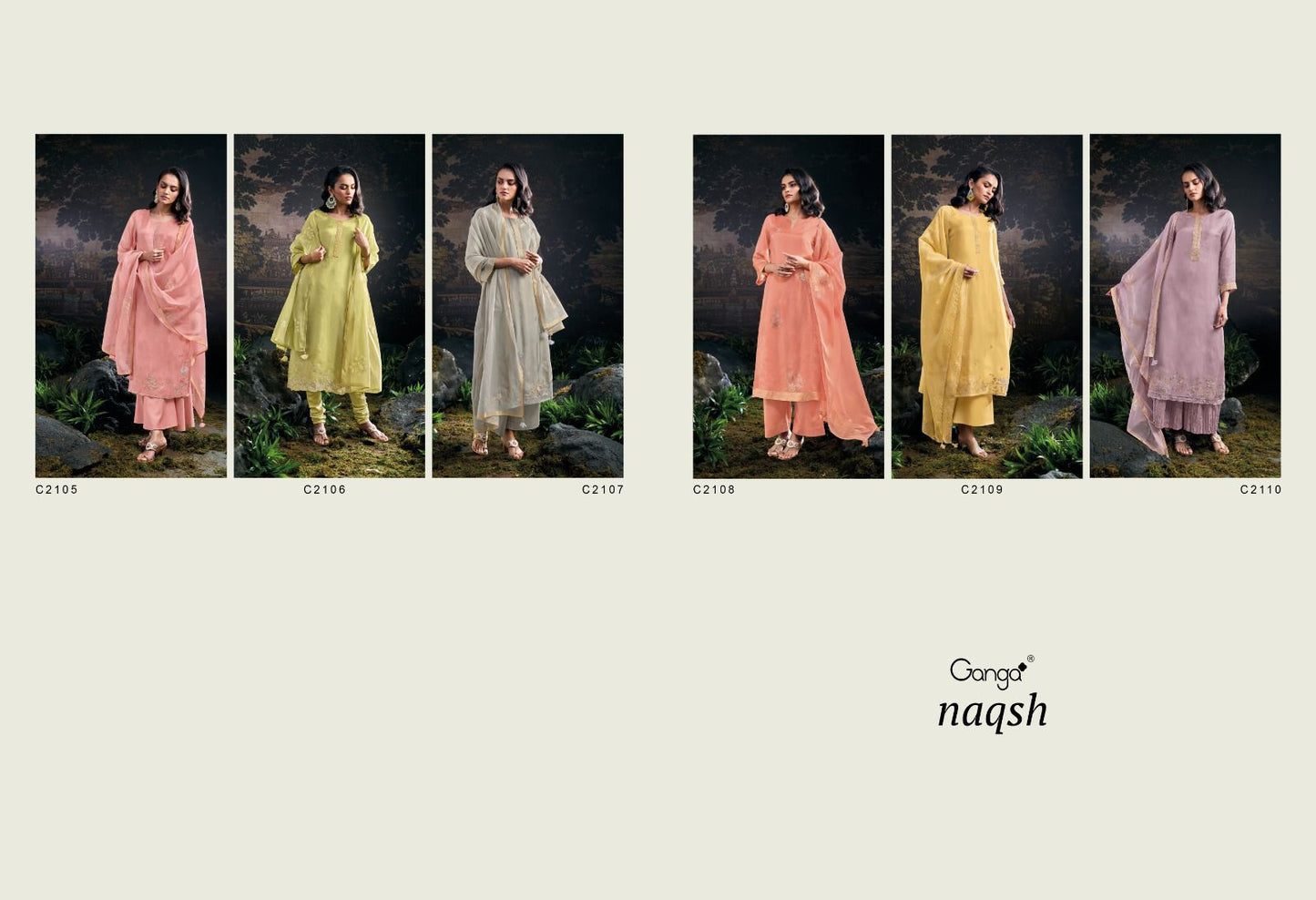 Naqsh Ganga Pure Bemberg Plazzo Style Suits Wholesale