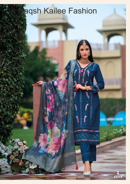 Naqsh Kailee Fashion Viscose Silk Readymade Pant Style Suits Wholesale Price