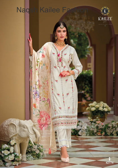 Naqsh Kailee Fashion Viscose Silk Readymade Pant Style Suits Wholesale Price