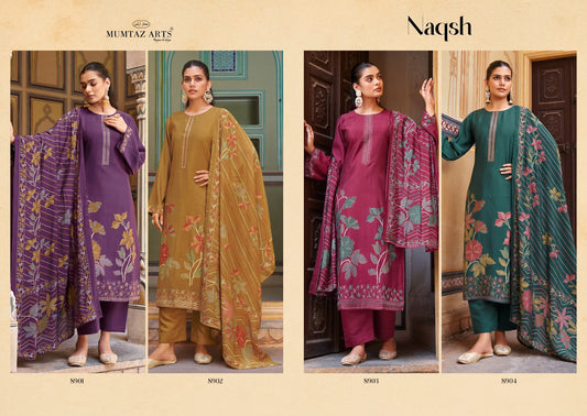 Naqsh Mumtaz Arts Viscose Muslin Karachi Salwar Suits Supplier